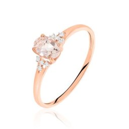 Bague Urbaine Or Rose Morganite Et Oxyde De Zirconium