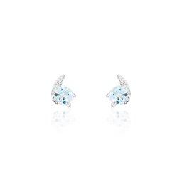Boucles D'oreilles Puces Coeur In Love Or Blanc Topaze Et Oxyde