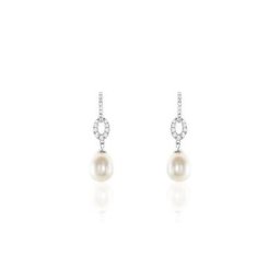 Boucles D'oreilles Pendantes Tiphaine Argent Blanc Perle De Culture