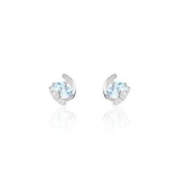 Boucles D'oreilles Puces Tya Or Blanc Topaze Et Oxyde De Zirconium
