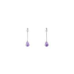 Boucles D'oreilles Pendantes Goutte Or Blanc Amethyste