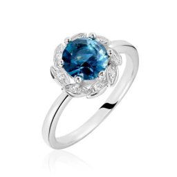 Bague Argent Blanc Clover Verre Oxydes De Zirconium