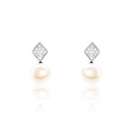 Boucles D'oreilles Pendantes Shirine Argent Perle De Culture Et Oxyde
