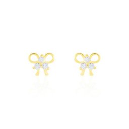 Boucles D'oreilles Puces Darina Noeud Or Jaune Oxyde De Zirconium