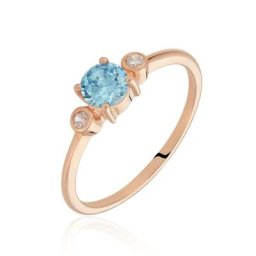 Bague Solitaire Shir Argent Rose Oxyde De Zirconium