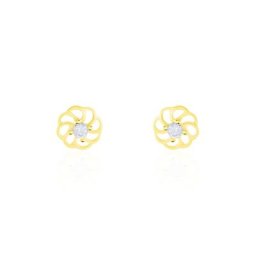 Boucles D'oreilles Puces Eleanor Fleur Or Jaune Oxyde De Zirconium