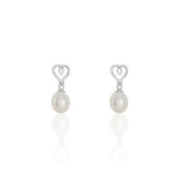 Boucles D'oreilles Pendantes Miley Argent Blanc Perle De Culture