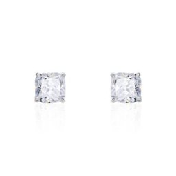 Boucles D'oreilles Puces Doreen Carre Or Blanc Oxyde De Zirconium