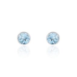 Boucles D'oreilles Puces Edy Serti Clos Or Blanc Topaze
