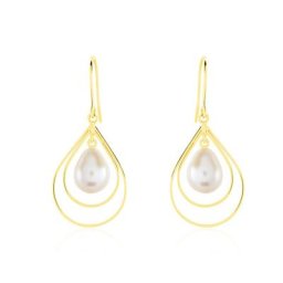 Boucles D'oreilles Pendantes Martyna Or Jaune Perle De Culture
