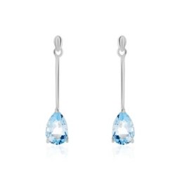 Boucles D'oreilles Pendantes Goutte Or Blanc Topaze