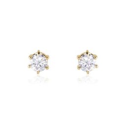 Boucles D'oreilles Puces Yléna Plaqué Or Jaune Oxyde De Zirconium