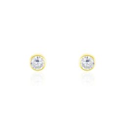 Boucles D'oreilles Puces Elda Serti Clos Or Jaune Oxyde De Zirconium