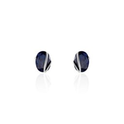 Boucles D'oreilles Puces Prudencia Or Blanc Saphir