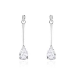 Boucles D'oreilles Pendantes Goutte Or Blanc Oxyde De Zirconium