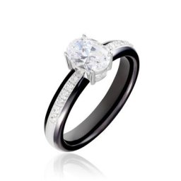 Bague Solitaire Neville Argent Blanc Céramique Et Oxyde De Zirconium