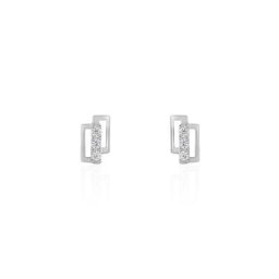 Boucles D'oreilles Puces Youssa Barrettes Or Blanc Oxyde De Zirconium