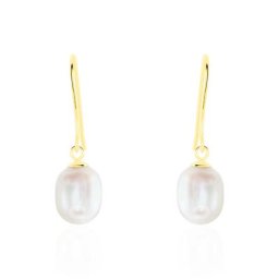Boucles D'oreilles Pendantes Baroque Or Jaune Perle De Culture