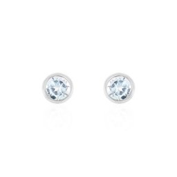 Boucles D'oreilles Puces Edy Serti Clos Or Blanc Topaze