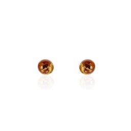 Boucles D'oreilles Puces Brunhild Argent Blanc Ambre