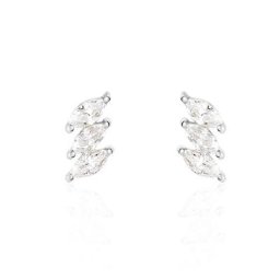 Boucles D'oreilles Puces Edma Or Blanc Oxyde De Zirconium