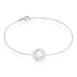 Bracelet Matilda Argent Blanc Perle De Culture Et Oxyde De Zirconium