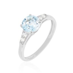 Bague Maysara Or Blanc Topaze Et Oxyde De Zirconium