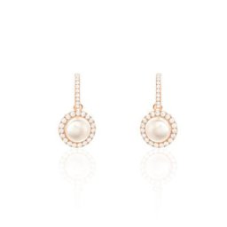Boucles D'oreilles Pendantes Olivia Argent Rose Perle Culture Oxyde