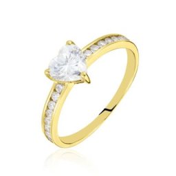 Bague Or Jaune Solitaire Accompagné Robbie Oxyde De Zirconium