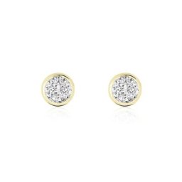 Boucles D'oreilles Puces Edmee Cercle 0 Or Jaune Strass