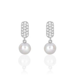 Boucles D'oreilles Pendantes Providence Argent Perle De Culture Oxyde