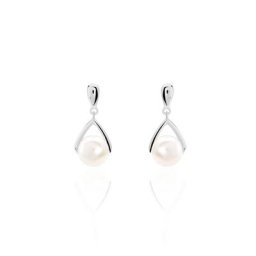 Boucles D'oreilles Pendantes Adelina Argent Blanc Perle De Culture