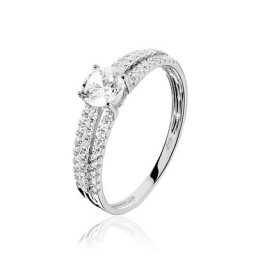 Bague Solitaire Ceridwen 3 Rangs Or Blanc Oxyde De Zirconium