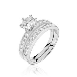 Bague Double Jeu Argent Blanc Oxyde De Zirconium