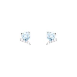 Boucles D'oreilles Puces Eva Or Blanc Topaze Et Oxyde De Zirconium