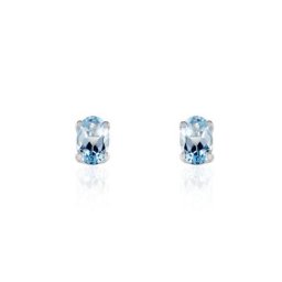 Boucles D'oreilles Puces Elea Serti Griffe Or Blanc Topaze