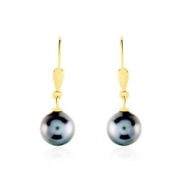 Boucles D'oreilles Puces Baroque Dormeuse Or Jaune Perle De Tahiti