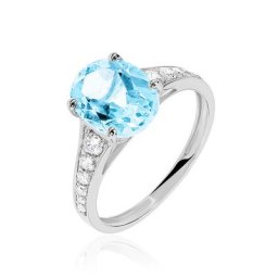 Bague Marie-camille Or Blanc Topaze Et Oxyde De Zirconium