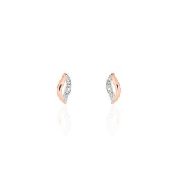 Boucles D'oreilles Puces Smeralda Or Rose Diamant