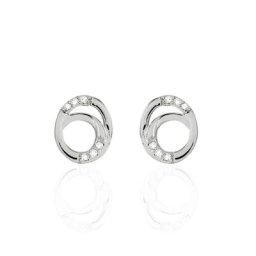 Boucles D'oreilles Puces Annea Argent Blanc Oxyde De Zirconium