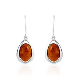Boucles D'oreilles Pendantes Hilda Argent Blanc Ambre