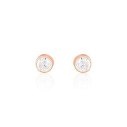 Boucles D'oreilles Puces Elda Serti Clos Or Rose Oxyde De Zirconium