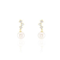 Boucles D'oreilles Pendantes Taiss Or Jaune Perle De Culture