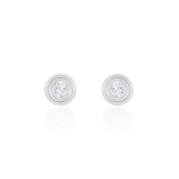 Boucles D'oreilles Puces Eden Serti Pneu Or Blanc Oxyde De Zirconium
