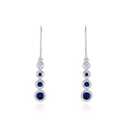 Boucles D'oreilles Pendantes Josephine Or Blanc Saphir Et Diamant