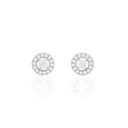 Boucles D'oreilles Puces Star Or Blanc Oxyde De Zirconium