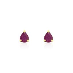 Boucles D'oreilles Puces Or Jaune Isador Rubis
