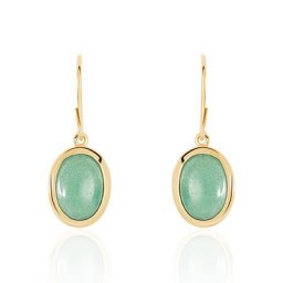 Boucles D'oreilles Pendantes Veina Plaqué Or Jaune Aventurine