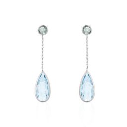 Boucles D'oreilles Pendantes Dennis Or Blanc Topaze