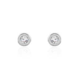 Boucles D'oreilles Puces Eden Serti Pneu Or Blanc Oxyde De Zirconium